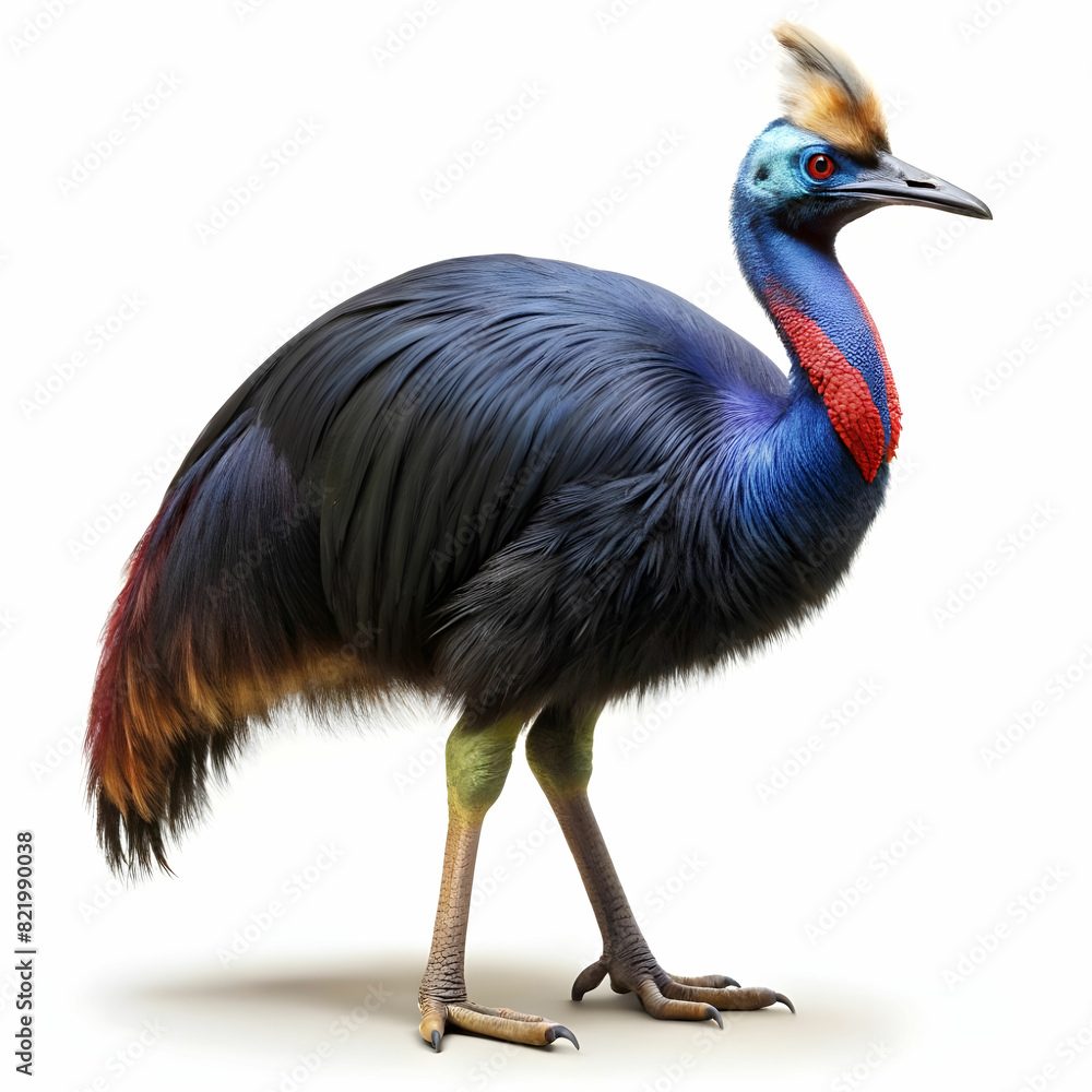 a full body cassowary white background a full body cassowary white background