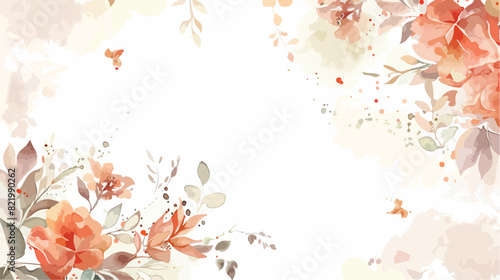 Watercolor soft floral border for wedding birthday ca