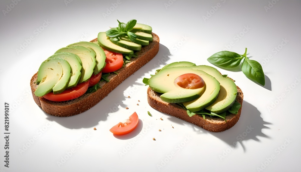 Avocado Sandwich isolated on white background. Avocado Sandwich isolated on white background.