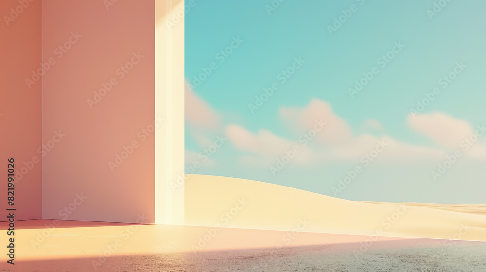 House with pastel pink walls, desert view from home House with pastel pink walls, desert view from home