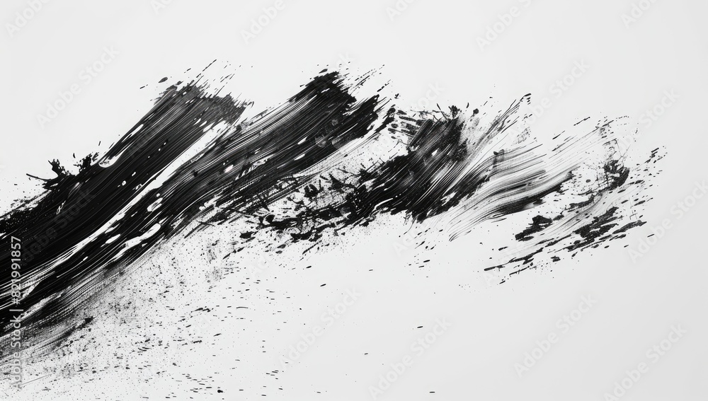 Dynamic Black Brush Strokes on White Dynamic Black Brush Strokes on White