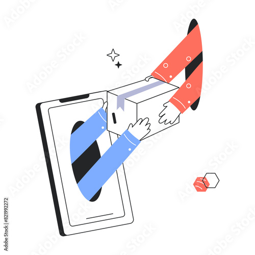 Ready to use linear mini illustration of online delivery 