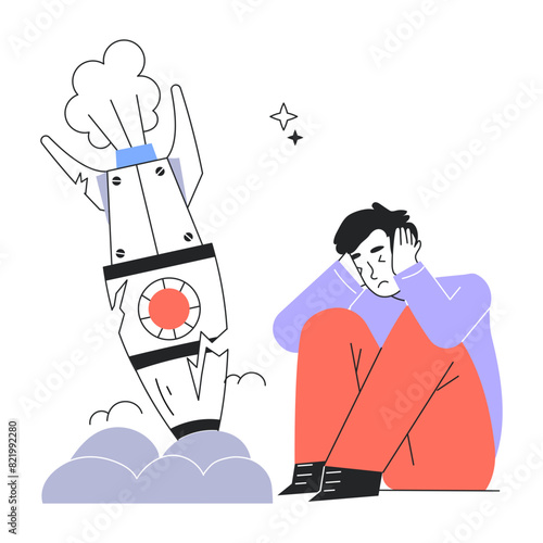 Download line style mini illustration of project failure 