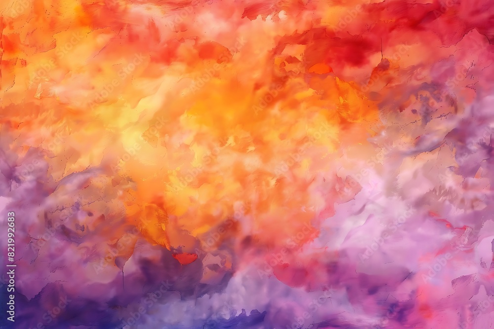 Watercolor background with soft pastel colors, pink purple blue and orange