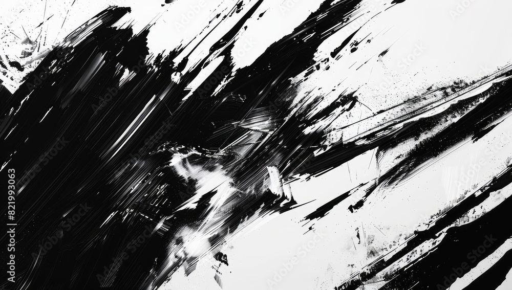 Artistic Black Paint Streaks on Canvas Artistic Black Paint Streaks on Canvas