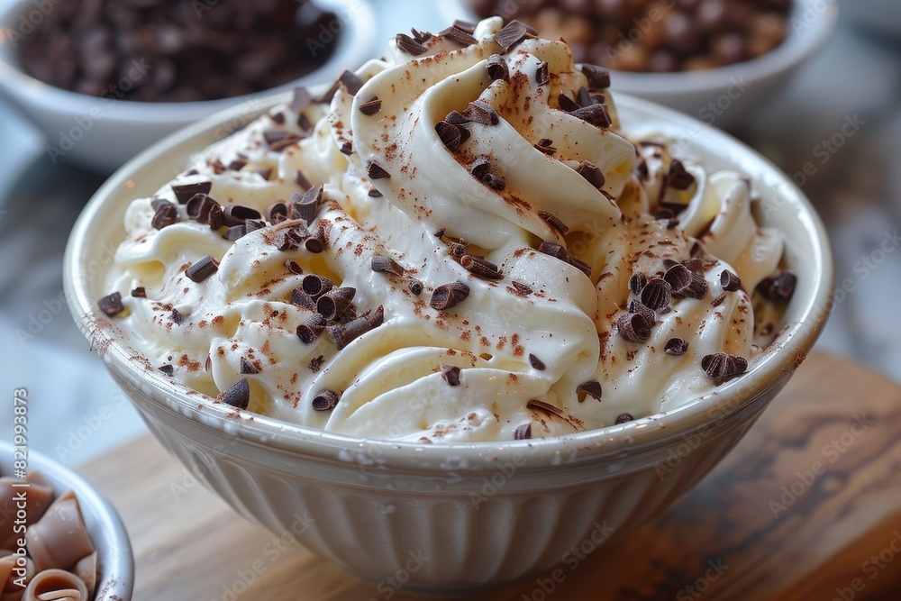 Stracciatella Gelato: Creamy gelato with fine chocolate shavings throughout, served in a bowl or cone. Stracciatella Gelato: Creamy gelato with fine chocolate shavings throughout, served in a bowl or cone.