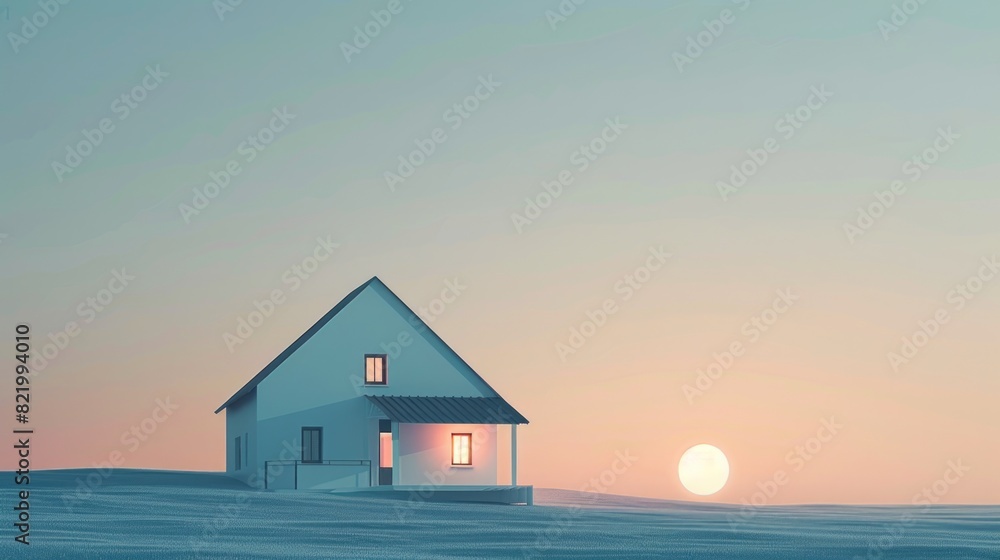 A minimalistic house at countryside. A minimalistic house at countryside.