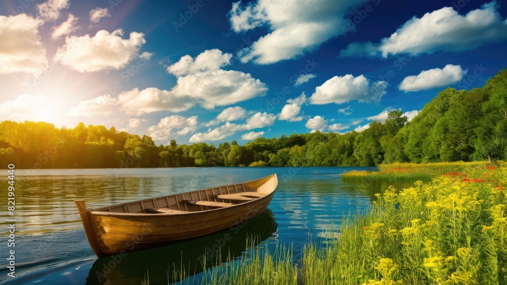 Fototapeta premium Alpine Lake and Boat