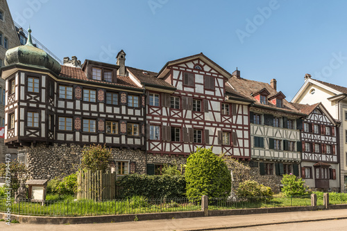 Half-timbered houses in the old town of Arbon, Canton of Thurgau, Switzerland