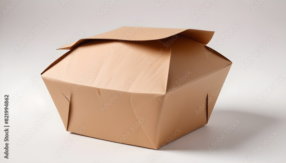 brown unlabeled paper food box isolated on white background