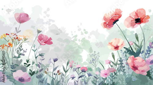 Watercolor wild floral garden for wedding birthday ca