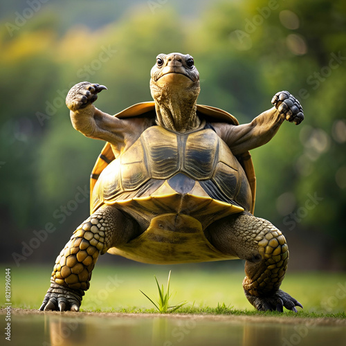 mr turtle ready to fight 3D illustration