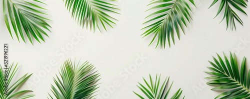 flat lay of palms on a white background in the style of digital minimalism pattern bold color beautiful art-director photography