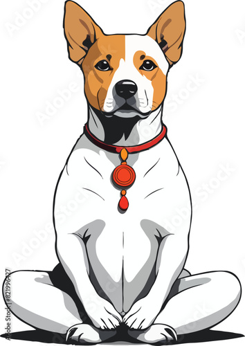 Meditation dog patiently sitting on the ground, eagerly waiting for a loving home
