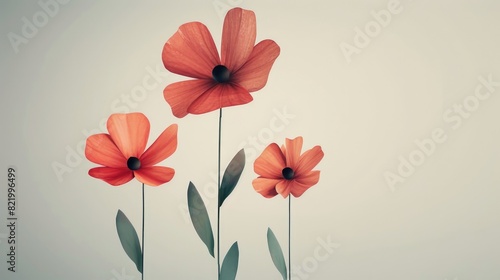 Minimalistic orange flowers wallpaper.