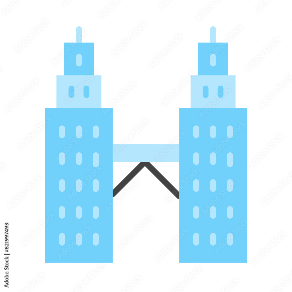 Petronas Twin Tower Vector Flat Icon Petronas Twin Tower Vector Flat Icon