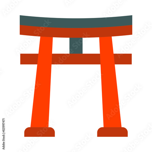 Torii Gate Vector Flat Icon