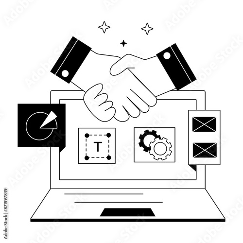 A well-designed linear mini illustration of project partnership 