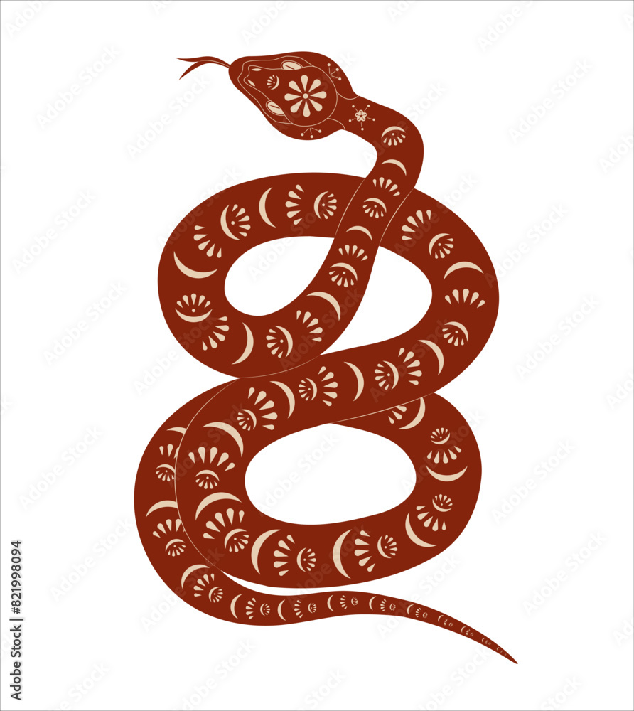 Vector festive snake with geometric ornament for lunar chinese new year celebration. Happy new year lunar in China Vector festive snake with geometric ornament for lunar chinese new year celebration. Happy new year lunar in China