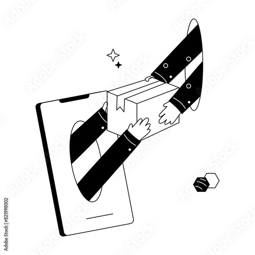 Ready to use linear mini illustration of online delivery 