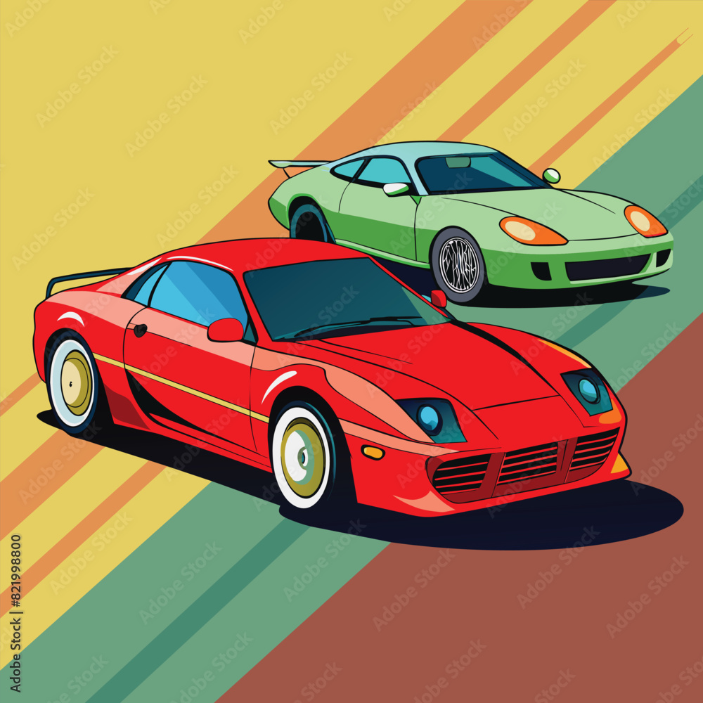 Fototapeta premium Flat design illustration of car