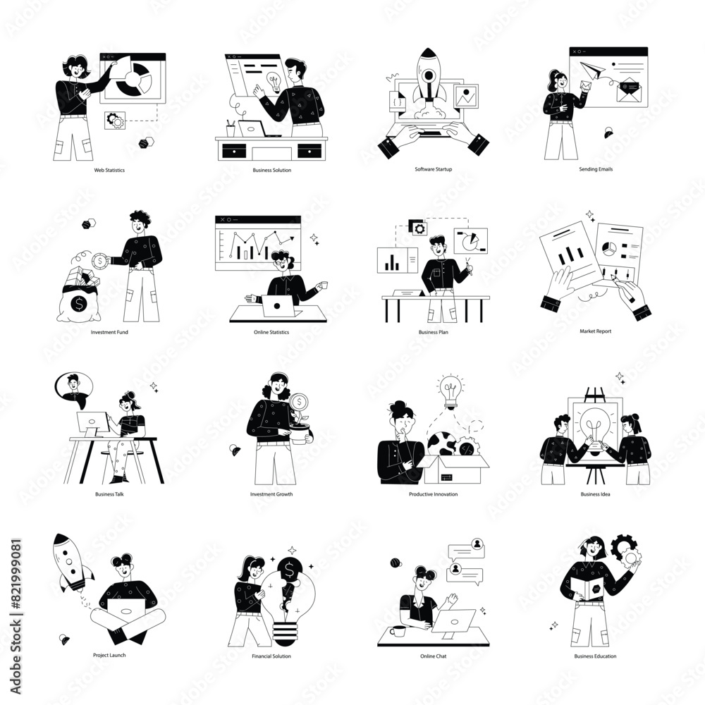 Collection of Project Startup Glyph Mini Illustrations
Collection of Project Startup Glyph Mini Illustrations