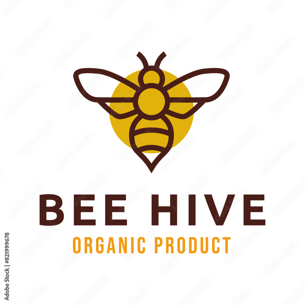 Bee hive and honey logo flat vector design Bee hive and honey logo flat vector design