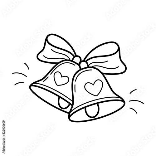 Festive bells. Wedding item. Simple linear hand drawn doodle illustration