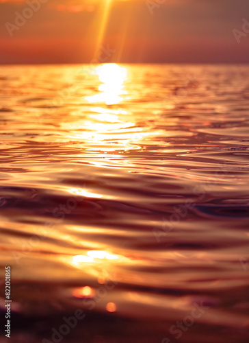 A very calm Baltic sea water surface with reflections of the sun. Beautiful summer scenery of Northern Europe.