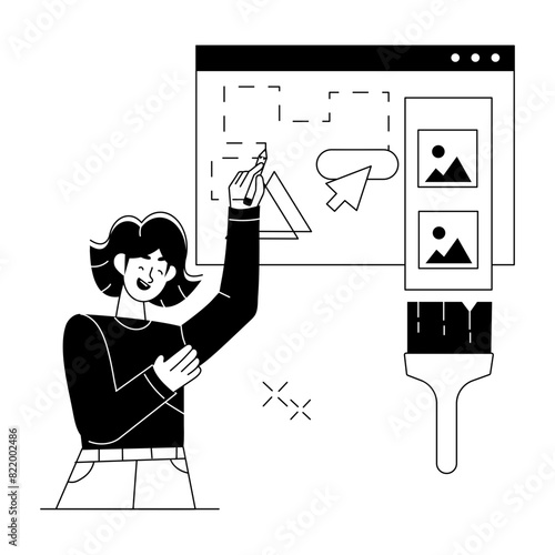 A well-designed linear mini illustration of website designing 