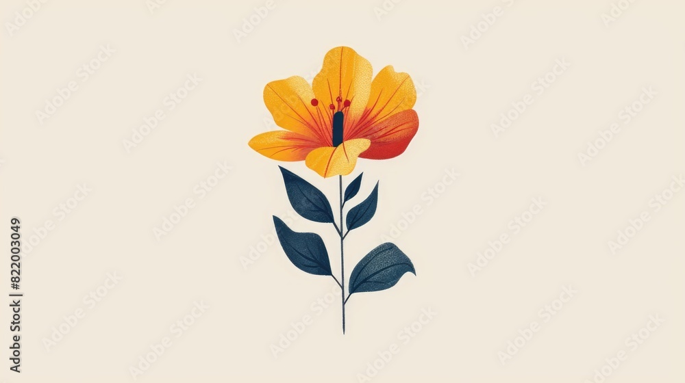 A minimalist representation of an orange flower.