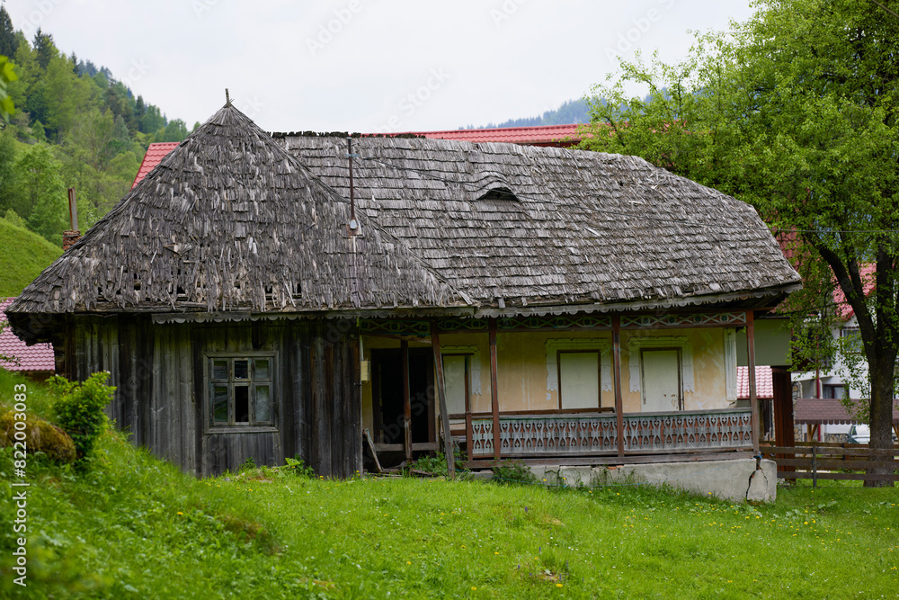 mountain landscape with old wooden houses in Bucegi mountains Romania. mountain landscape with old wooden houses in Bucegi mountains Romania.