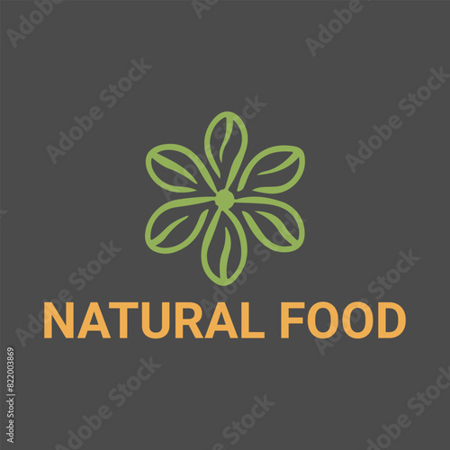 Natural organic green food logo design