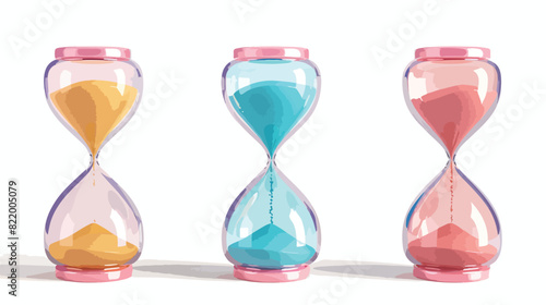 3D render hourglass sand clock time icons set of four
