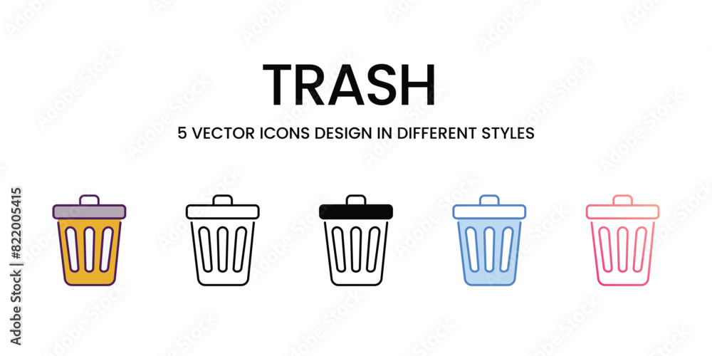Trash Icons different style vector stock illustration Trash Icons different style vector stock illustration