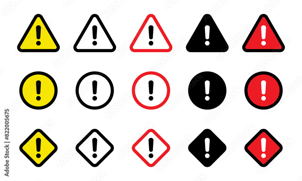 Caution signs. Danger, warning sign, attention sign. Danger icon, warning icon, attention icon. Caution signs. Danger, warning sign, attention sign. Danger icon, warning icon, attention icon.