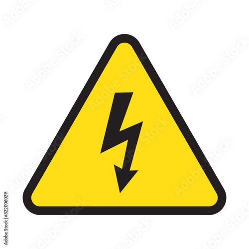 High voltage sign with lightning