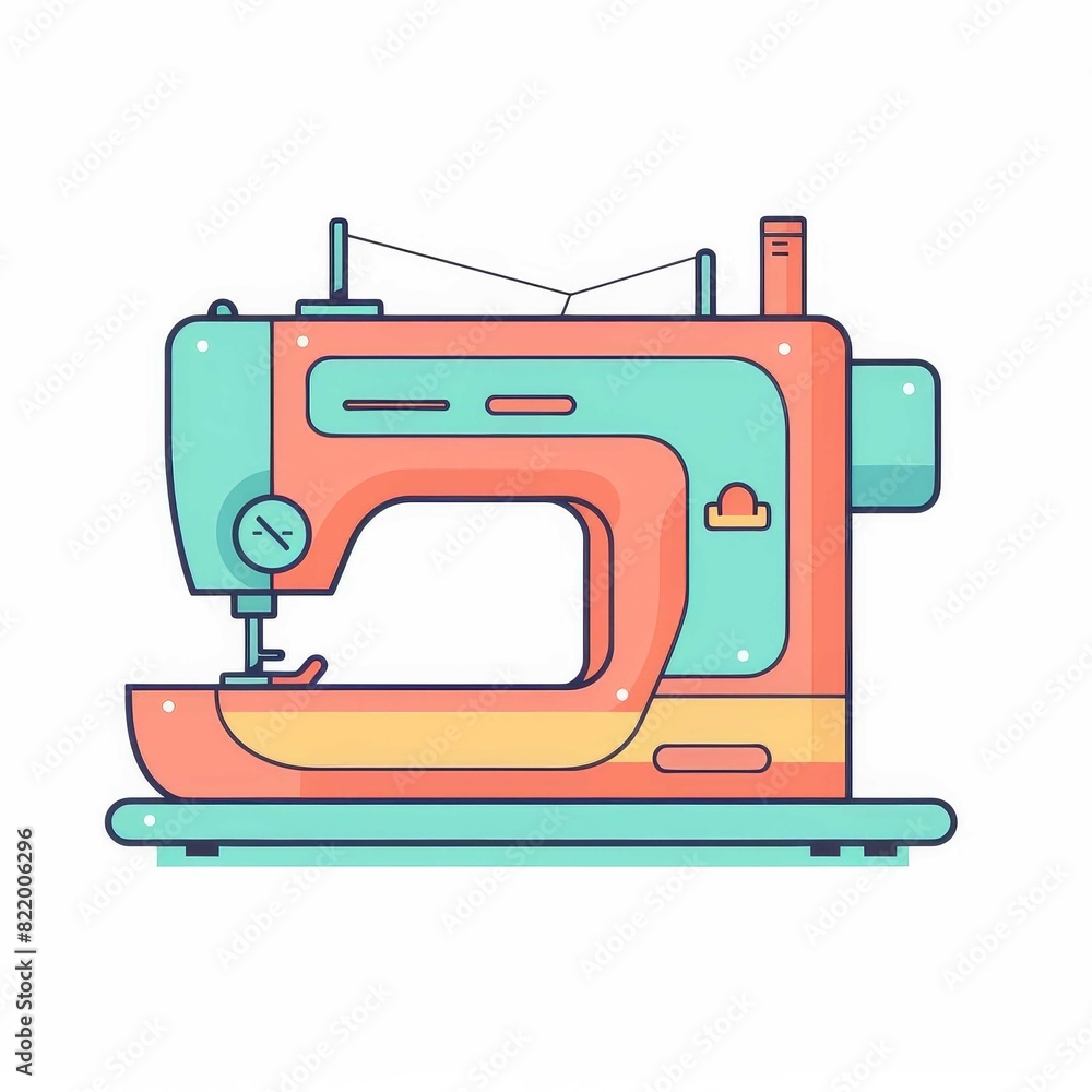 Colorful and modern illustration of a sewing machine. Ideal for crafting, tailoring, and fashion design themes. Colorful and modern illustration of a sewing machine. Ideal for crafting, tailoring, and fashion design themes.