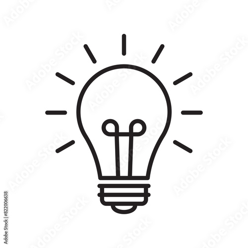 The light bulb icon, full of ideas and creative thinking, analytical thinking for processing. Outline symbol illustration.