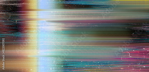 Vaporwave style background with datamoshing lo-fi effect and holographic pixelated glitches. Concept of bug in program or video decay.