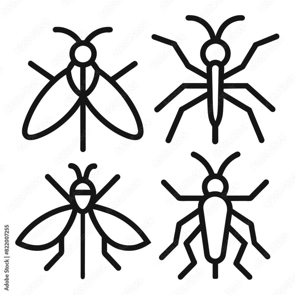 Set of Mosquito line icon, outline vector sign, linear style pictogram Symbol, logo illustration