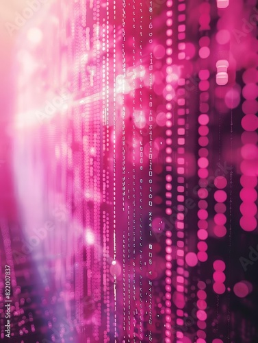 Wallpaper Mural Abstract pink digital matrix background with data streams and bokeh light. Ideal for technology, futuristic, and data visualizations. Torontodigital.ca