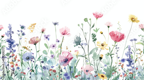 Wild flower garden with watercolor for wedding birthd