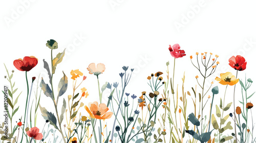 Wild flowers fall plants herbs botanical watercolor p