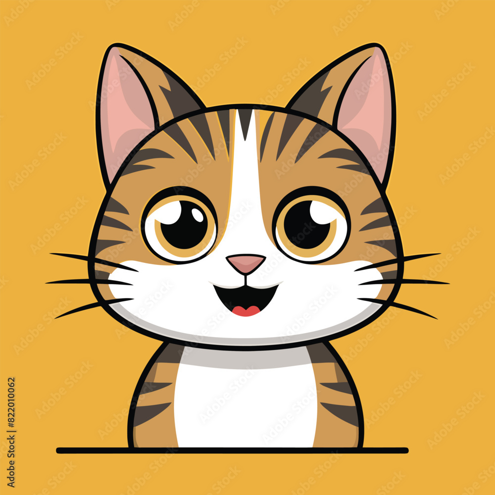 Fototapeta premium cartoon cat sitting cat vector cat vector cartoon cat and smile ca sitting cat Cute and funny cats doodle vector set 