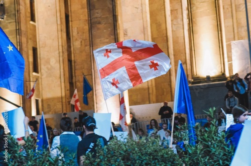 Tbilisi, Georgia: May  2024 year The rally on Rustaveli Avenue, the slogan of the rally is not against the Russian law photo