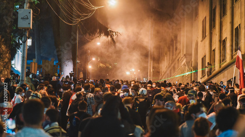 Tbilisi, Georgia: May  2024 year The rally on Rustaveli Avenue, the slogan of the rally is not against the Russian law