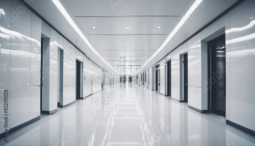 White long corridor in a modern building  ai