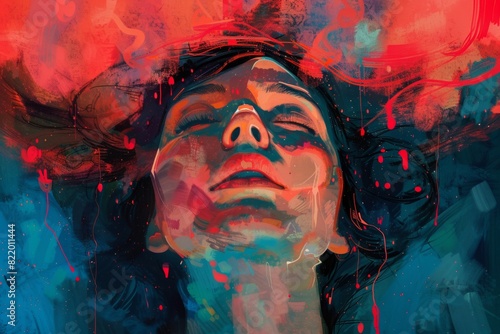 Abstract Portrait with Vivid Colors and Dynamic Brushstrokes