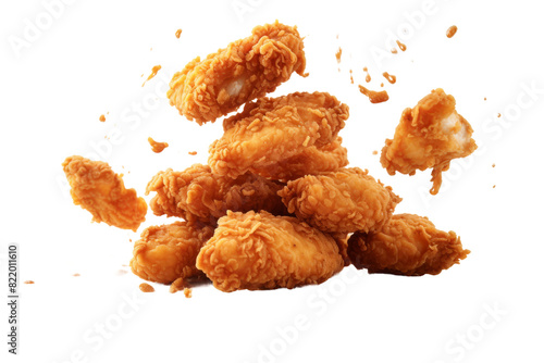 Crispy Delights: A Pile of Golden Fried Chicken on a Clean Canvas on a Clear PNG or White Background.